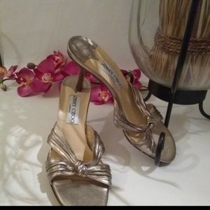 Jimmy Choo gold knot strappy sandals
